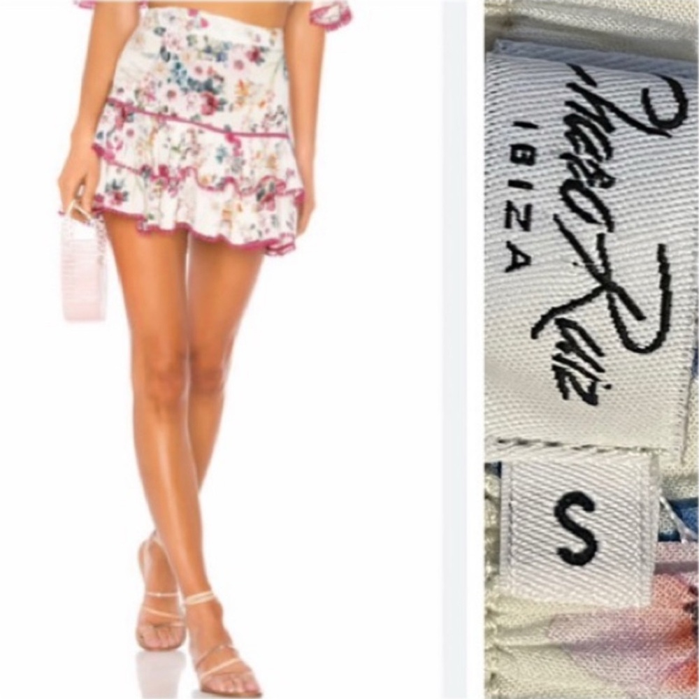 Charo Ruiz Floral Mini Skirt - White and Pink